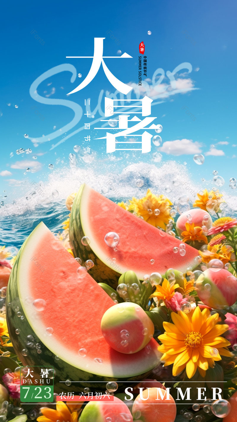 大气国风大暑节气夏日清爽荷叶品宣传海报,设计模板,设计模板大全,设计模板下载